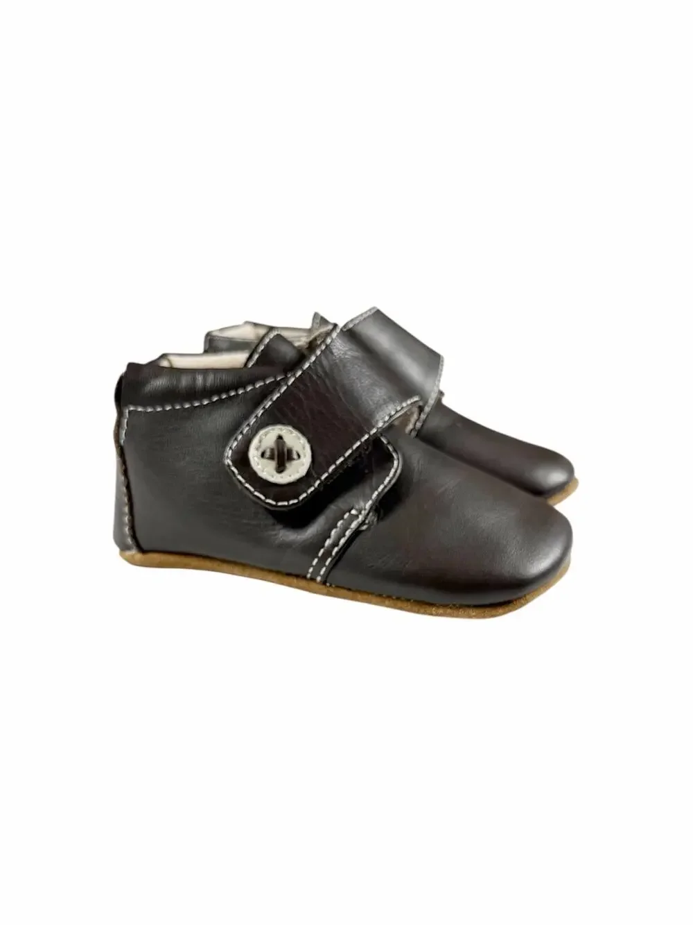 Livie & Luca Benny Brown Leather Soft Sole Baby Booties Size 6-12 Months